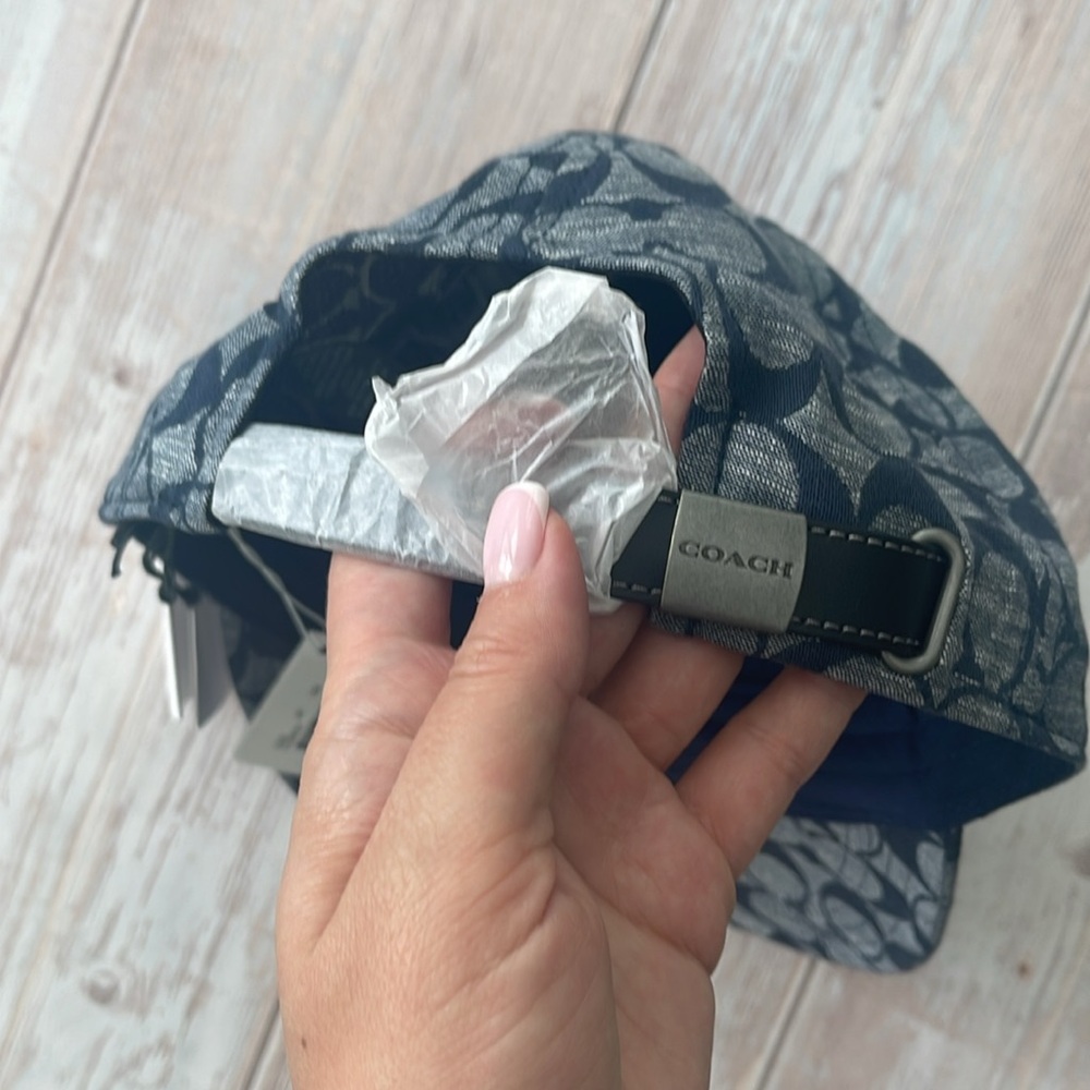 New COACH Signature Chambray Jeans Color Baseball Hat sale Authentic hat sz M/L - Picture 8 of 13